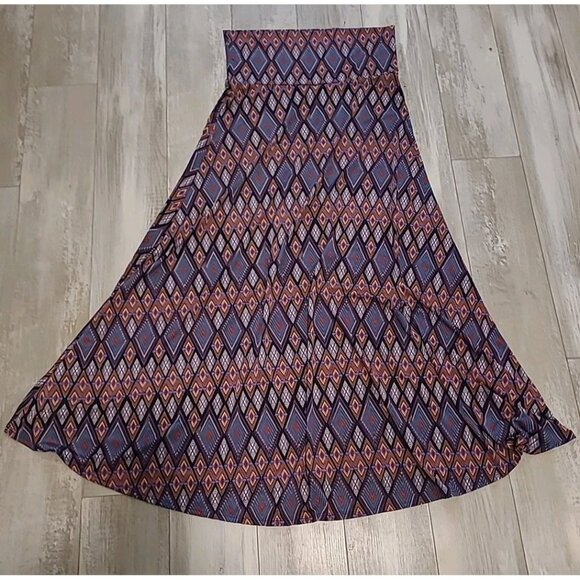Lularoe Geometric Diamond Print Long Maxi Skirt Size Medium Purple Multi Color - Picture 1 of 3